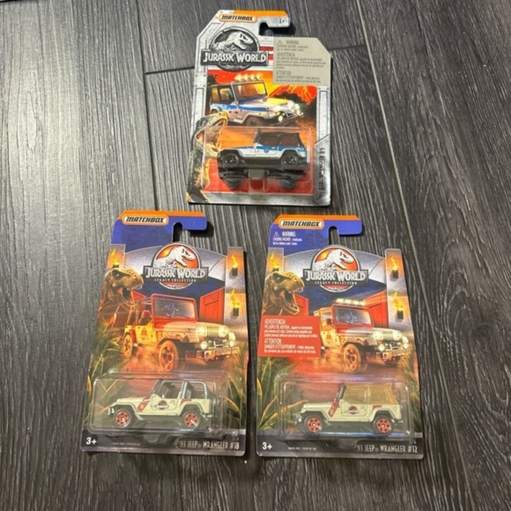 Matchbox Jurassic World '93 Jeep Wranglers New #9, #12, #18 Set of 3